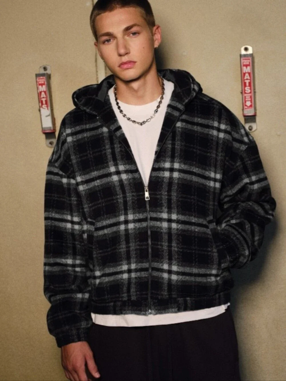 Hollister hooded plaid flannel skater jacket